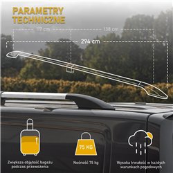 Relingi dachowe dzielone Mercedes Viano W639 L2 LWB 2003-2014 Alum