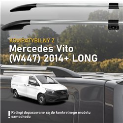 Split roof rails for Mercedes Vito W447 L2 LWB 2014- Solid Aluminum Plasti