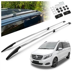 Split roof rails for Mercedes V-Class W447 L2 LWB 2014- Solid Aluminum Pla
