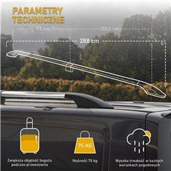 Relingi dachowe dzielone Nissan Primastar II X82 L2 LWB 2021- Alum