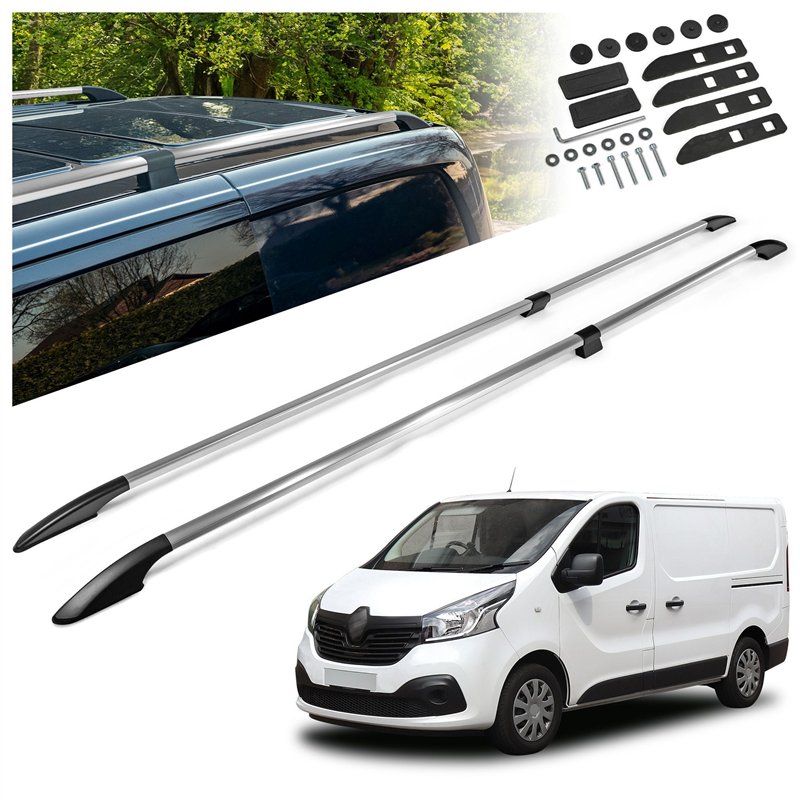 Split roof rails for Renault Trafic III FG/JG L2 Grand 2014- Solid Aluminu