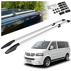 Split roof rails for Volkswagen VW Multivan T5 L1 SWB 2003-2015 Solid Alum