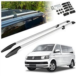 Split roof rails for Volkswagen VW Caravelle T6 L1 SWB 2015-2019 Solid Alu