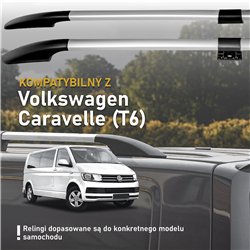 Split roof rails for Volkswagen VW Caravelle T6 L1 SWB 2015-2019 Solid Alu
