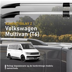 Split roof rails for Volkswagen VW Multivan T6 L1 SWB 2015-2019 Solid Alum