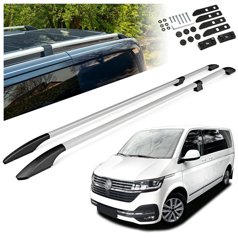 Split roof rails for Volkswagen VW Multivan T6.1 L1 SWB 2019-2022 Solid Al