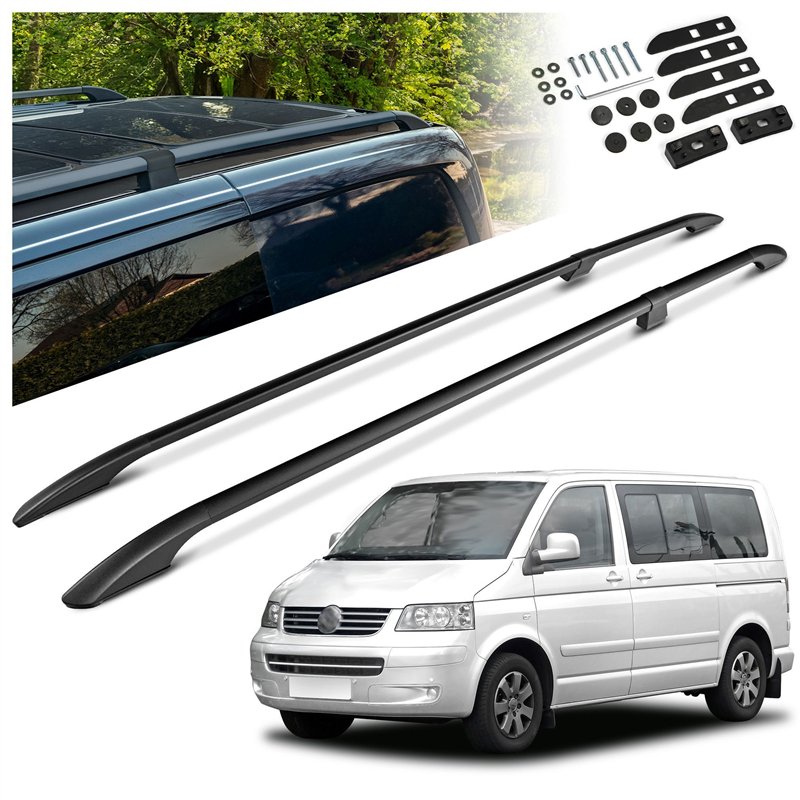 Split roof rails for Volkswagen VW Caravelle T5 L1 SWB 2003-2015 Solid Alu