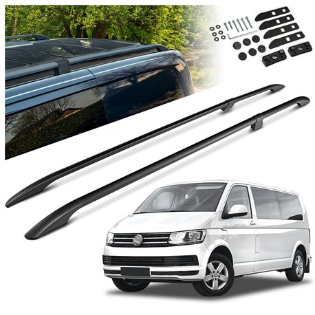 Split roof rails for Volkswagen VW Caravelle T6 L1 SWB 2015-2019 Solid Alu