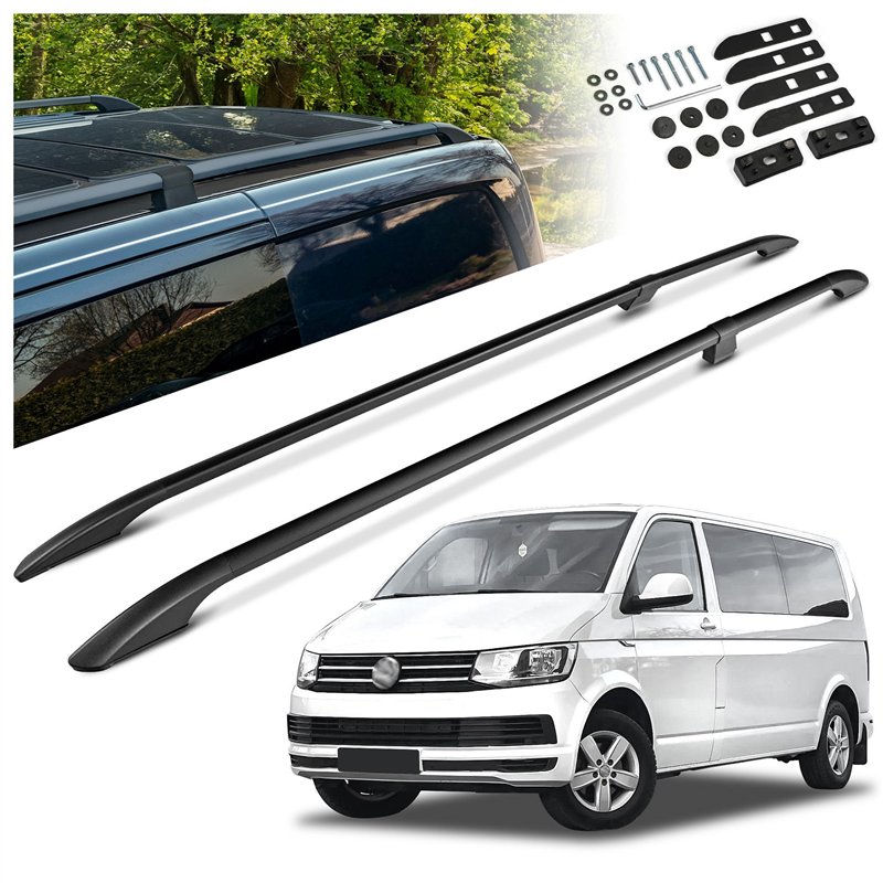 Split roof rails for Volkswagen VW Caravelle T6 L1 SWB 2015-2019 Solid Alu