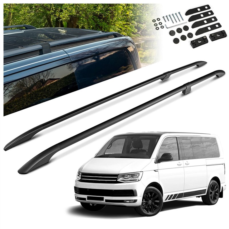 Split roof rails for Volkswagen VW Multivan T6 L1 SWB 2015-2019 Solid Alum