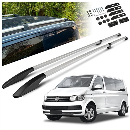 Split roof rails for Volkswagen VW Caravelle T6 L2 LWB 2015-2019 Solid Alu