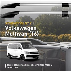 Split roof rails for Volkswagen VW Multivan T6 L2 LWB 2015-2019 Solid Alum