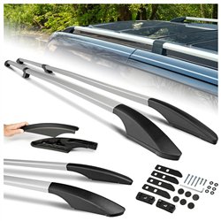 Split roof rails for Volkswagen VW Multivan T6 L2 LWB 2015-2019 Solid Alum