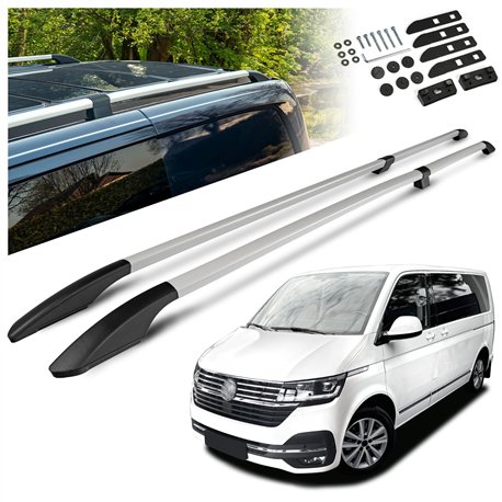 Split roof rails for Volkswagen VW Multivan T6.1 L2 LWB 2019-2022 Solid Al
