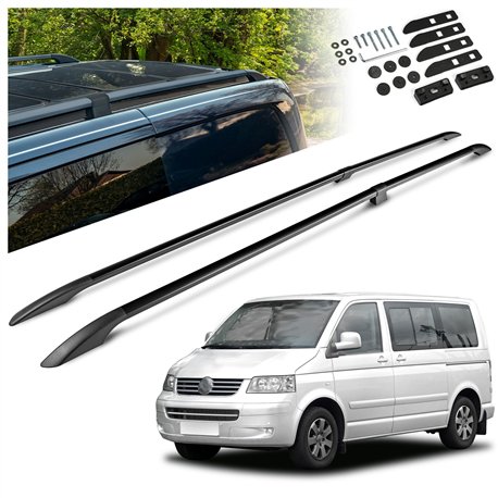 Split roof rails for Volkswagen VW Caravelle T5 L2 LWB 2003-2015 Solid Alu