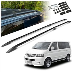Split roof rails for Volkswagen VW Multivan T5 L2 LWB 2003-2015 Solid Alum