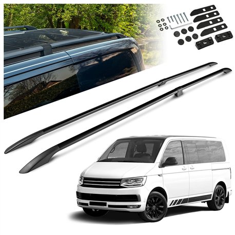 Split roof rails for Volkswagen VW Multivan T6 L2 LWB 2015-2019 Solid Alum