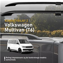 Split roof rails for Volkswagen VW Multivan T6 L2 LWB 2015-2019 Solid Alum