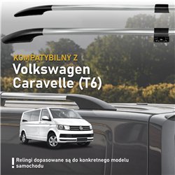 Split roof rails for Volkswagen VW Caravelle T6 L2 LWB 2015-2019 Solid Alu