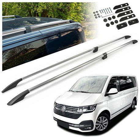 Split roof rails for Volkswagen VW Multivan T6.1 L2 LWB 2019-2022 Solid Al