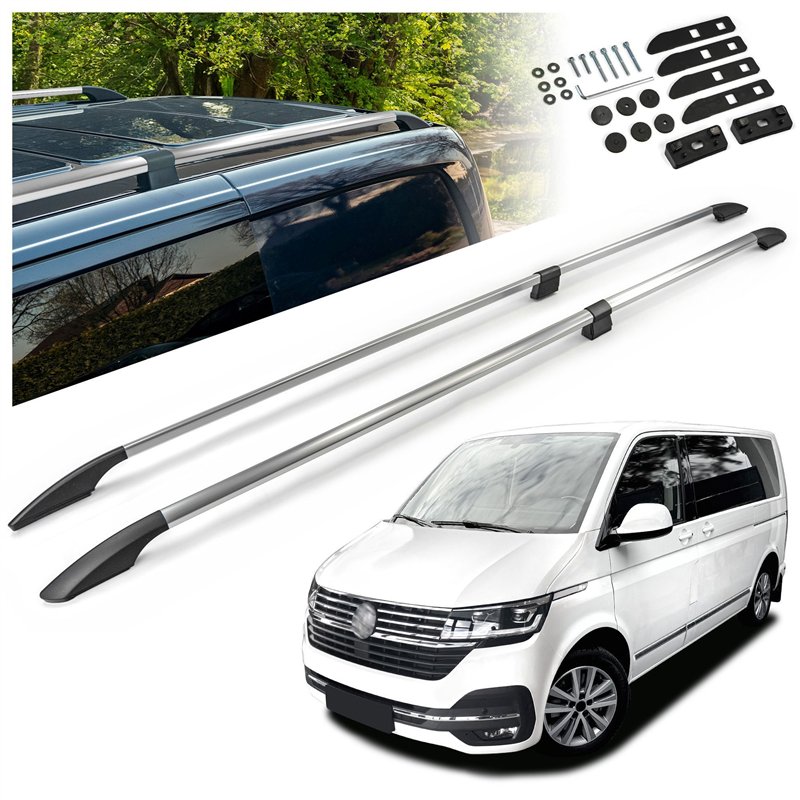 Split roof rails for Volkswagen VW Multivan T6.1 L2 LWB 2019-2022 Solid Al