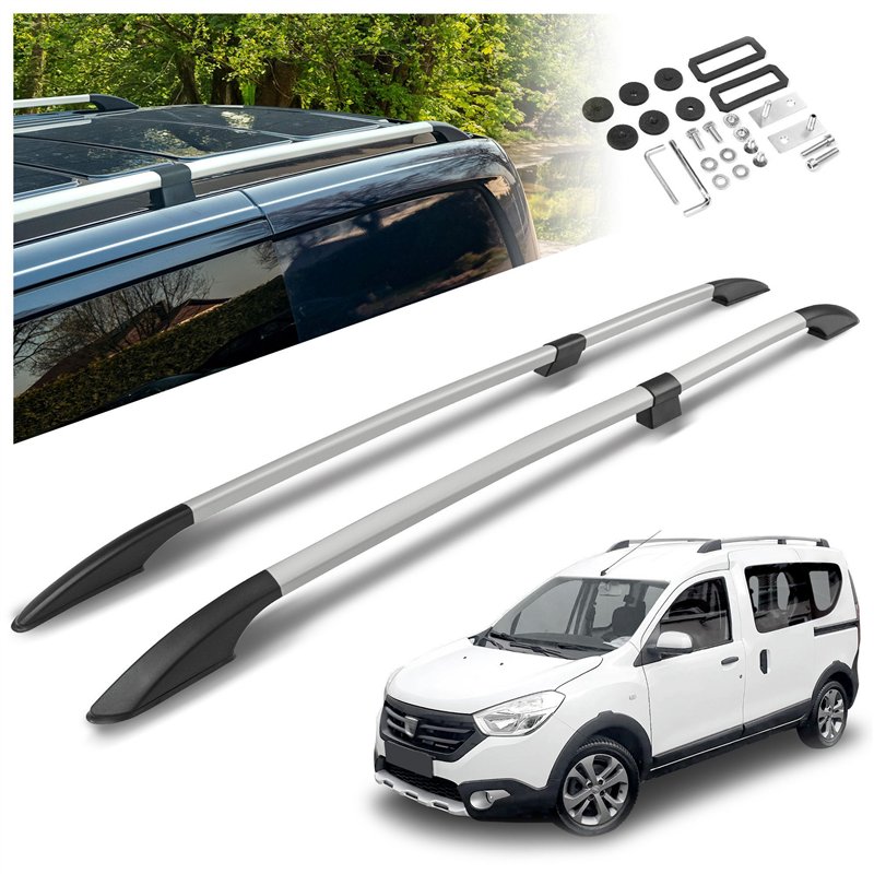 Split roof rails for Dacia Dokker I KE K9K 2012-2021 Solid Aluminum Plasti