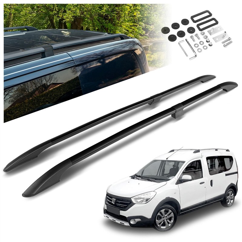 Split roof rails for Dacia Dokker I KE K9K 2012-2021 Solid Aluminum Plasti