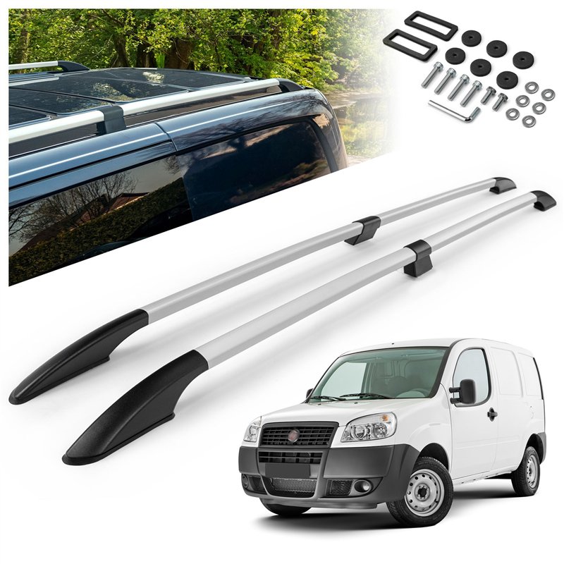 Split roof rails for Fiat Doblo I 223 L2 Maxi 2001-2010 Solid Aluminum Pla
