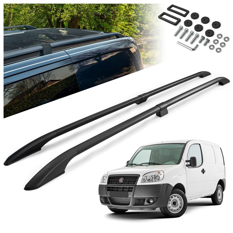 Split roof rails for Fiat Doblo I 223 L2 Maxi 2001-2010 Solid Aluminum Pla