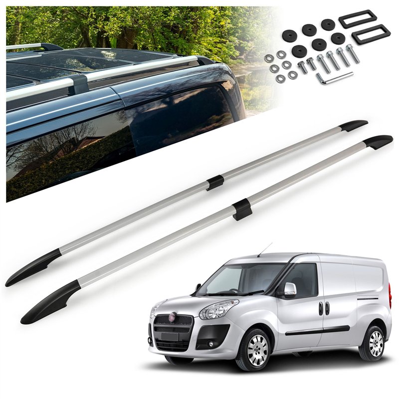 Split roof rails for Fiat Doblo II 263 L2 Maxi 2010-2022 Solid Aluminum Pl