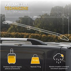 Split roof rails for Opel Combo D X12 L2 2012-2018 Solid Aluminum Plastic