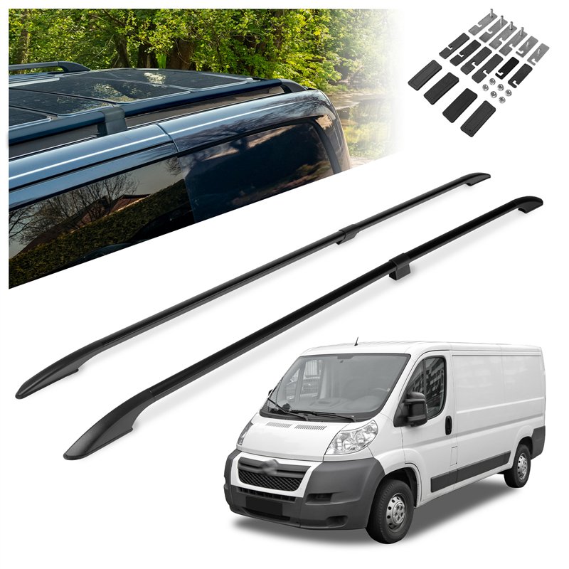 Split roof rails for Citroen Jumper II 250 H1 L1 2006- Solid Aluminum Plas