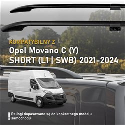 Split roof rails for Opel Movano C Y L1 SWB 2021-2024 Solid Aluminum Plast