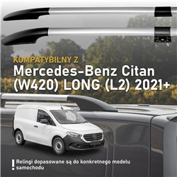 Split roof rails for Mercedes Citan W420 L2 2021- Solid Aluminum Plastic