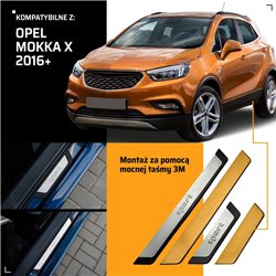 Universal sill trims for Opel Mokka X A J13 2016-2019 SPORT Silver steel