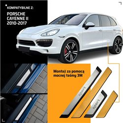 Universal sill trims for Porsche Cayenne II 92A 958 2010-2017 SPORT steel