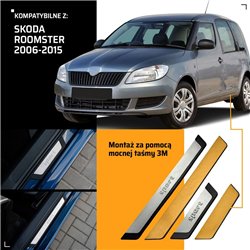 Universal sill trims for Skoda Roomster I 5J 2006-2015 SPORT Silver steel