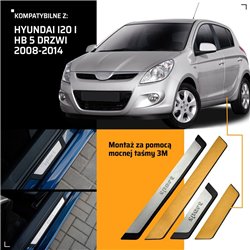 Universal sill trims for Hyundai i20 Hatchback I PB 2009-2014 SPORT steel