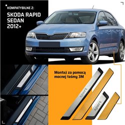 Universal sill trims for Skoda Rapid Liftback I NH3 2012-2019 SPORT steel