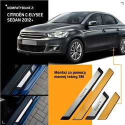 Universal sill trims for Citroen C-Elysee Sedan II D 2012-2020 SPORT steel
