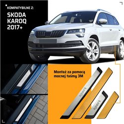 Universal sill trims for Skoda Karoq I (NU) 2017- | SPORT Silver steel