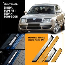 Universal sill trims for Skoda Superb Sedan I 3U B5 2002-2008 SPORT steel