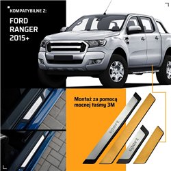 Universal sill trims for Ford Ranger IV P703 2AB 2022- SPORT Silver steel