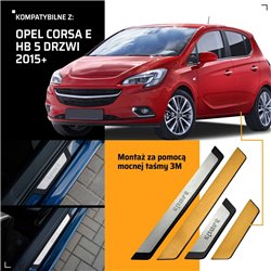 Universal sill trims for Opel Corsa Hatchback E X15 2014-2019 SPORT steel