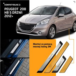 Universal sill trims for Peugeot 208 Hatchback I A9 C 2012-2019 SPORT stee