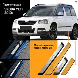 Universal sill trims for Skoda Yeti I (5L) 2009-2017 | SPORT Silver steel