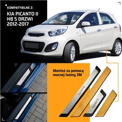 Universal sill trims for KIA Picanto Hatchback II TA 2011-2017 SPORT steel