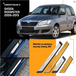 Universal sill trims for Skoda Roomster I 5J 2006-2015 EXCLUSIVE steel