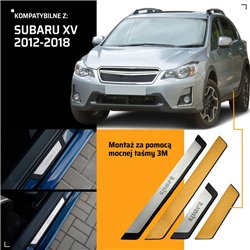 Universal sill trims for Subaru XV I GP G4 2012-2017 SPORT Silver steel