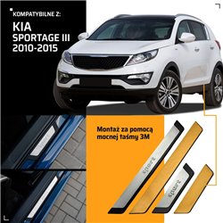 Universal sill trims for KIA Sportage III SL 2010-2015 SPORT Silver steel